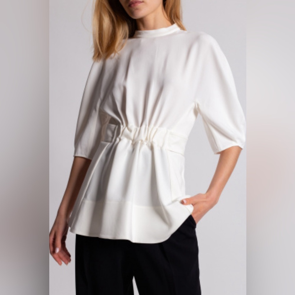 Proenza Schouler Cream Cinched-Waist Blouse